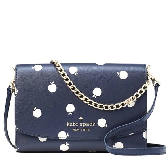 SALE! NEW Kate Spade Carson Orchard Saffiano Crossbody Shoulder Bag Blue  Silver